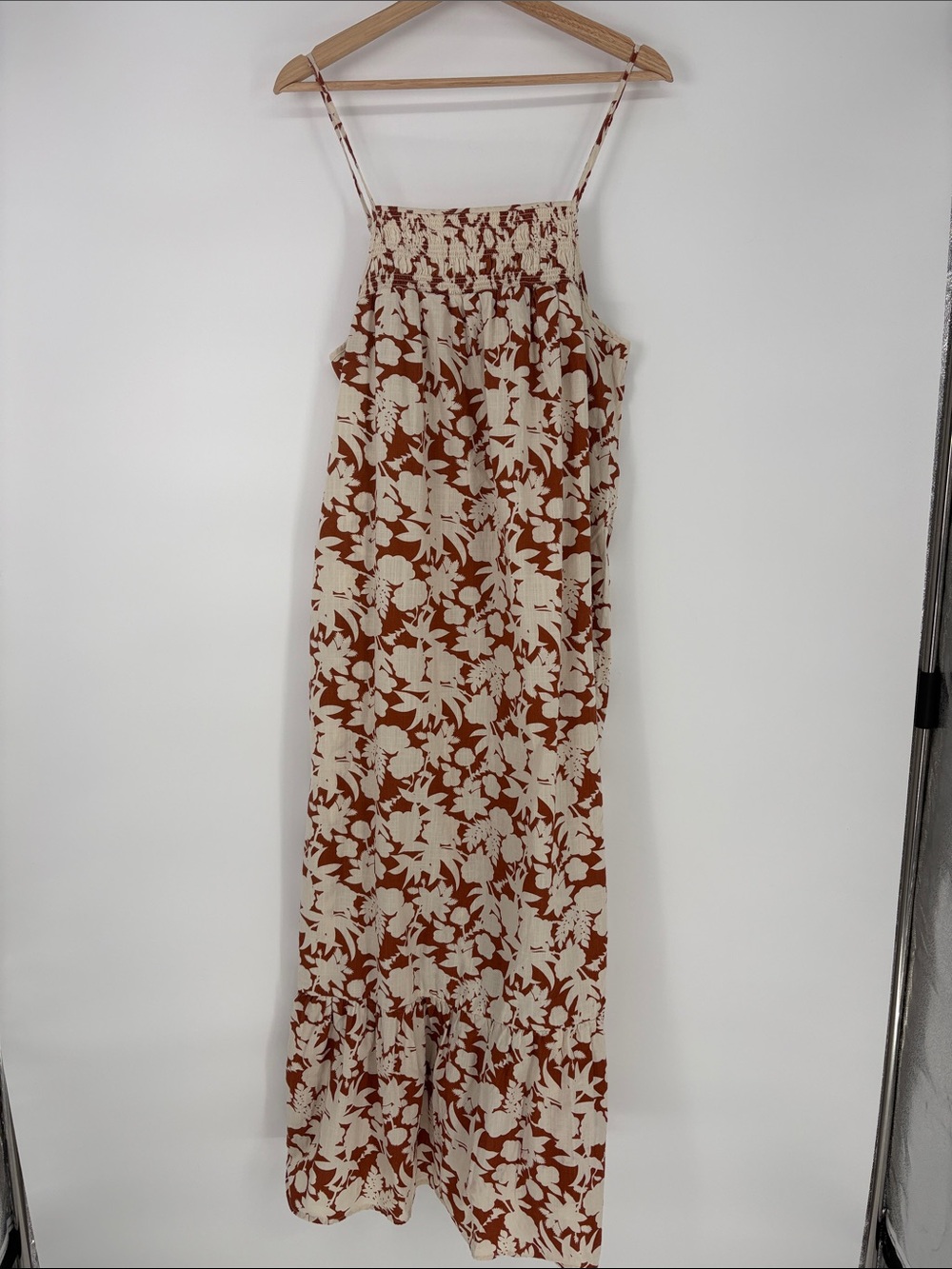 🥑 Universal Thread cotton Cream and Brown Floral Maxi Sundress